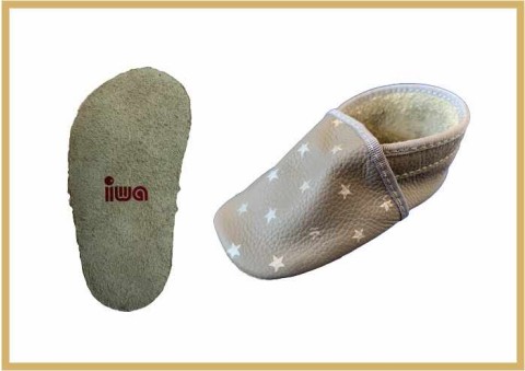 Krabbelschuhe Sterne grau
