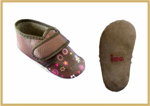 Krabbelschuhe Klett/Herz braun