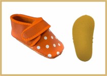 Krabbelschuhe Klett/Punkte orange