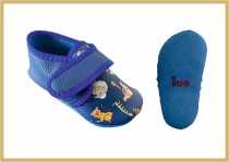 Krabbelschuhe Klett/Tiere kornblau