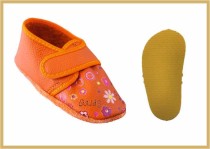 Krabbelschuhe Klett/Herz orange