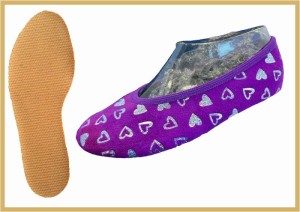 Kidschuh mit Glitzerherzen brombeer
