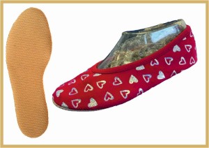 Kidschuh mit Glitzerherzen hochrot