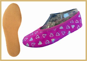 Kidschuh mit Glitzerherzen pink