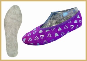 Kidschuh mit Glitzerherzen brombeer