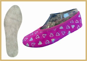 Kidschuh mit Glitzerherzen pink